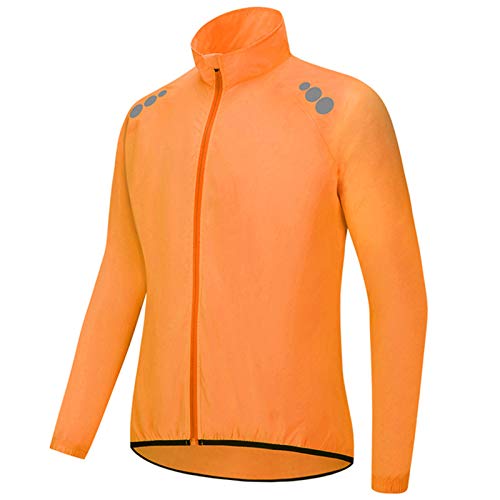 Fahrradjacken für Herren Atmungsaktiv Radjacke Wasserdicht Winddicht laufjacke Leichte Radlerjacke Gut Sichtbare Softshelljacke Ultraleicht Windjacke für Radfahren Wandern(Size:XXL,Color:Orange) von Agolu