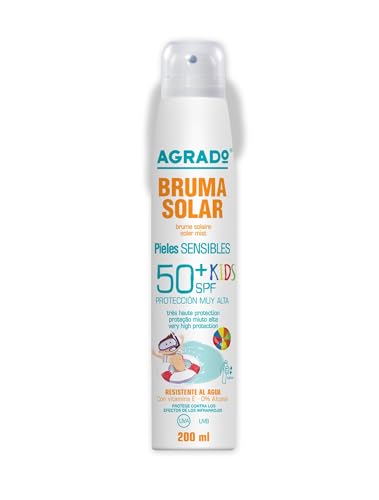 Trockener Sonnennebel +50 Kinder Sonnencreme Kinderfeuchtigkeitscreme mit Sonnenschutzfaktor 50+ SPF UVA UVB Schutz Infrarot Spray Wasserresistent Empfindliche Haut Schnelle Absorption 200 ml - Agrado von Agrado