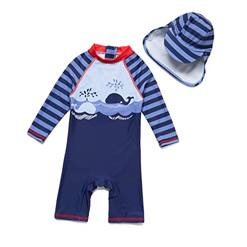 Agreeone Baby Jungen Sonnenanzug Kleinkinder Badeanzug mit UPF 50+ Sonnenschutz Einteilig Bademode (6-9 Monate Wale) von Agreeone