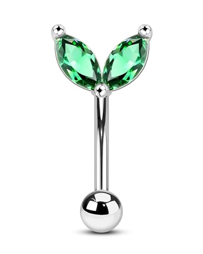 Agrewd 16G Rook Piercing Schmuck Grün CZ Silber Augenbrauen Piercing Curved Barbell 316l Chirurgenstahl Helix Knorpel Ohrring Stange Daith Tragus Schmuck Rook Augenbrauenpiercing für Frauen 8mm von Agrewd