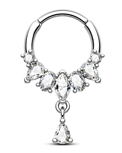 Agrewd Dangle Tränen Septum Piercing Clicker 16g Silber Septum Ring Gelenkring Segment Ringe Glänzend Klar CZ Daith Ohrringe Daith Helix Knorpel Piercing Schmuck für Frauen, Zirkonia Agrewd Dangle Tränen Septum Piercing Clicker 16g Silber Septum Ring Gelenkring Segment Ringe Glänzend Klar CZ Daith Ohrringe Daith Helix Knorpel Piercing Schmuck für Frauen, Zirkonia von Agrewd