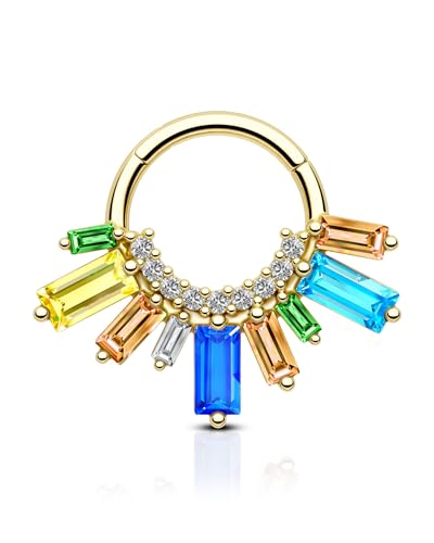 Agrewd Gold Septum Piercing 16G - Bunte CZ Daith Ohrringe für Frauen - Sparkly Unique Schmuck - 316L Edelstahl Körper Piercing von Agrewd