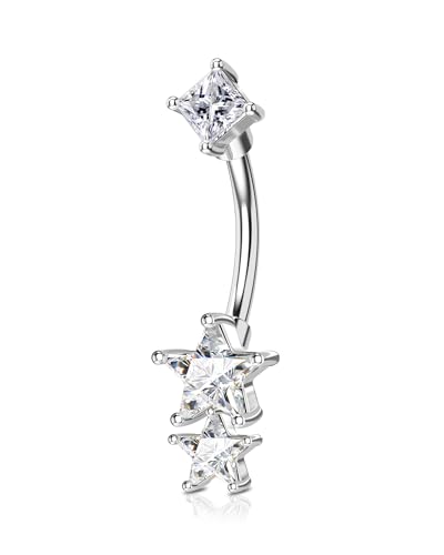 Agrewd Minimalistischer Rook Piercing Curved Barbell Stern CZ Silber Augenbrauen Piercing Schmuck 16G 316l Chirurgenstahl Helix Tragus Gebogener Rook Augenbrauenpiercing für Frauen 8mm von Agrewd