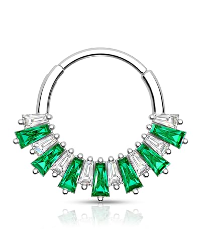 Agrewd Minimalistischer Septum Ring 16G Septum Daith Helix Nasenpiercing Schmuck Edelstahl Grün Klar Helix Ohrringe Daith Ohr Piercings Schmuck für Frauen Männer, Zirkonia von Agrewd