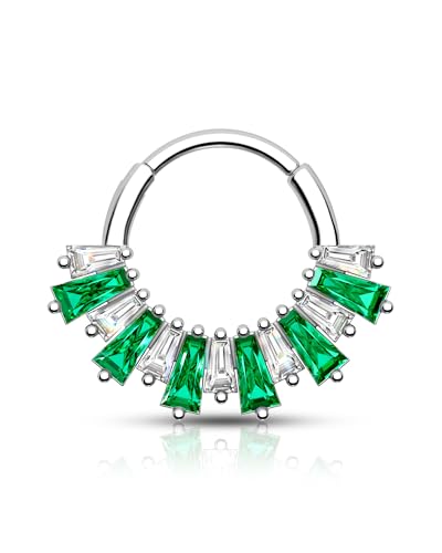 Agrewd Minimalistischer Septum Ring 16G Septum Daith Helix Nasenpiercing Schmuck Edelstahl Grün Klar Helix Ohrringe Daith Ohr Piercings Schmuck für Frauen Männer, Zirkonia von Agrewd