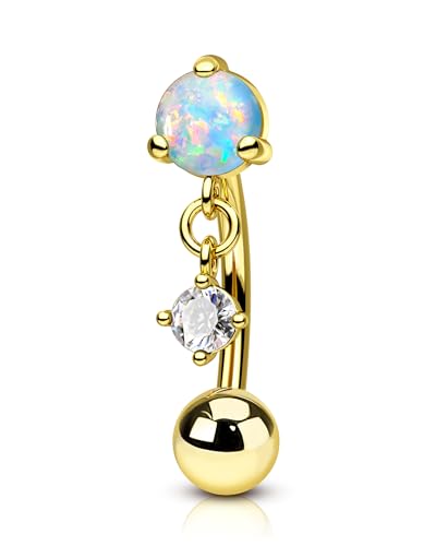 Agrewd Rook Piercing Schmuck Blau Opal Gold Augenbrauen Piercing 16G Innengewinde Helix Knorpel Ohrring Schmuck 316l Edelstahl Tragus Daith Curved Barbell Augenbrauenpiercing für Frauen 8mm von Agrewd