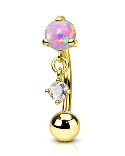 Agrewd Rook Piercing Schmuck Rosa Opal Gold Augenbrauen Piercing 16G Innengewinde Helix Knorpel Ohrring Schmuck 316l Edelstahl Tragus Daith Curved Barbell Augenbrauenpiercing für Frauen 8mm von Agrewd