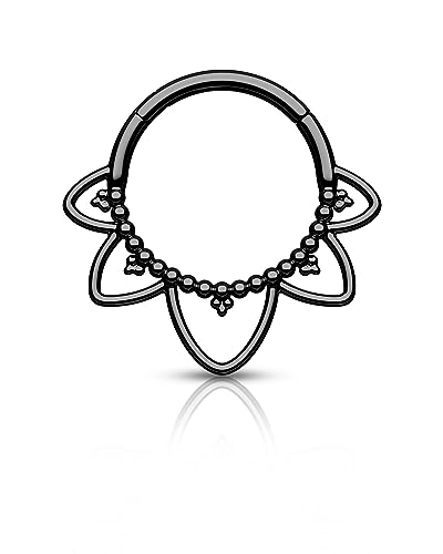 Agrewd Schmuck Minimalistische Lotusblume G23 Solid Titan Septum Piercing 16G 316L Edelstahl Septum Clicker Silber Gold Daith Ohrringe 8/10MM Daith Piercing Schmuck für Frauen Männer von Agrewd