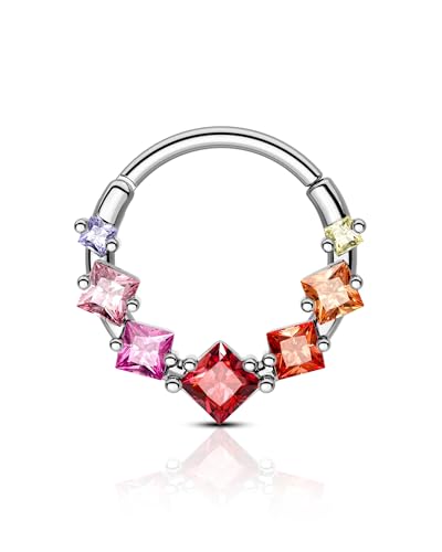 Agrewd Septum Piercing Schmuck 16G Schmuck für Daith Piercing Septum Ring Silber Rosa Zirkon Ohrringe Daith Edelstahl 316L Clicker Septum für Frauen Männer von Agrewd