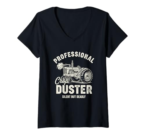 Damen Professioneller Crop Duster Silent But Deadly T-Shirt mit V-Ausschnitt Damen Professioneller Crop Duster Silent But Deadly T-Shirt mit V-Ausschnitt von Agricultural Humor Tractor Enthusiasts