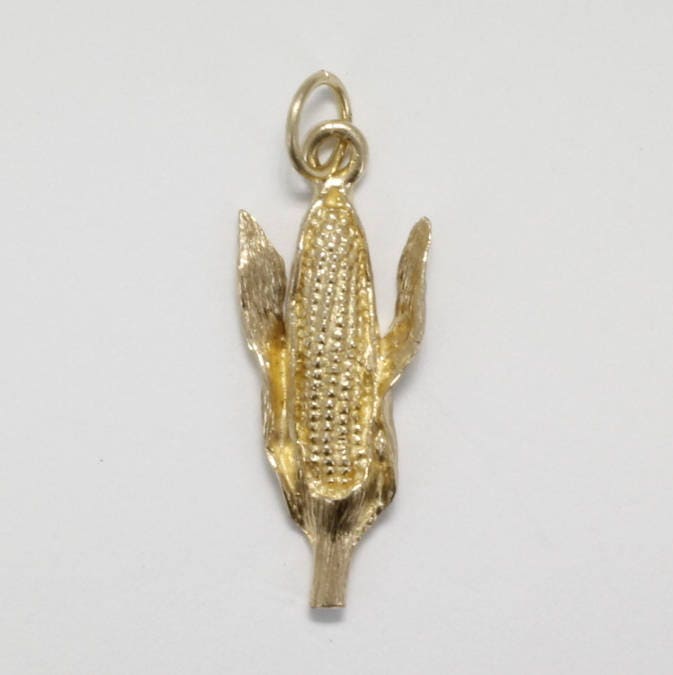 14Kt Gold Corn Charme Für Bettelarmband, Einzigartiger Maisbauer Goldcharme Geschenk Sie, Maiszüchtervereinigungsgeschenk von Agrijewelry