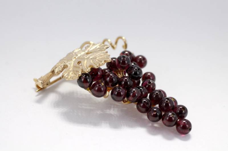 14Kt Gold Granat Trauben Brosche Januar Geburtsstein Anstecknadel von Agrijewelry