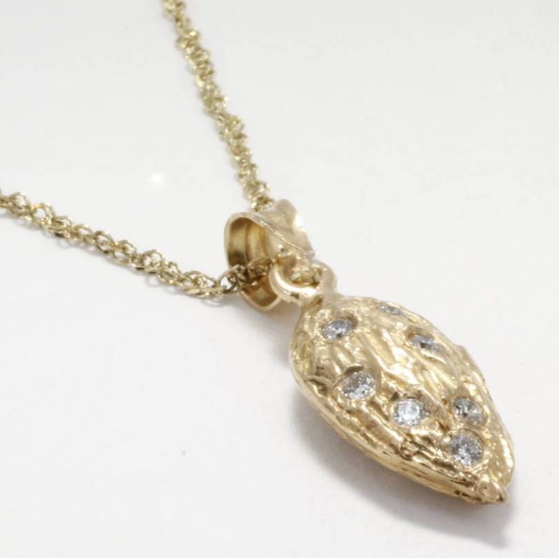 14Kt Gold Mandel Halskette Mit Diamanten - California Anbauer Geschenk von Agrijewelry