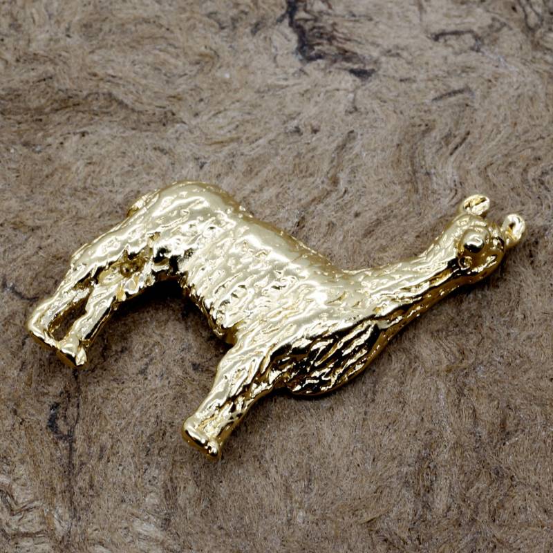 14Kt Gold Vermeil Suri Alpaka Krawatte Tack - Lama Anstecknadel Alle Edelmetalle von Agrijewelry