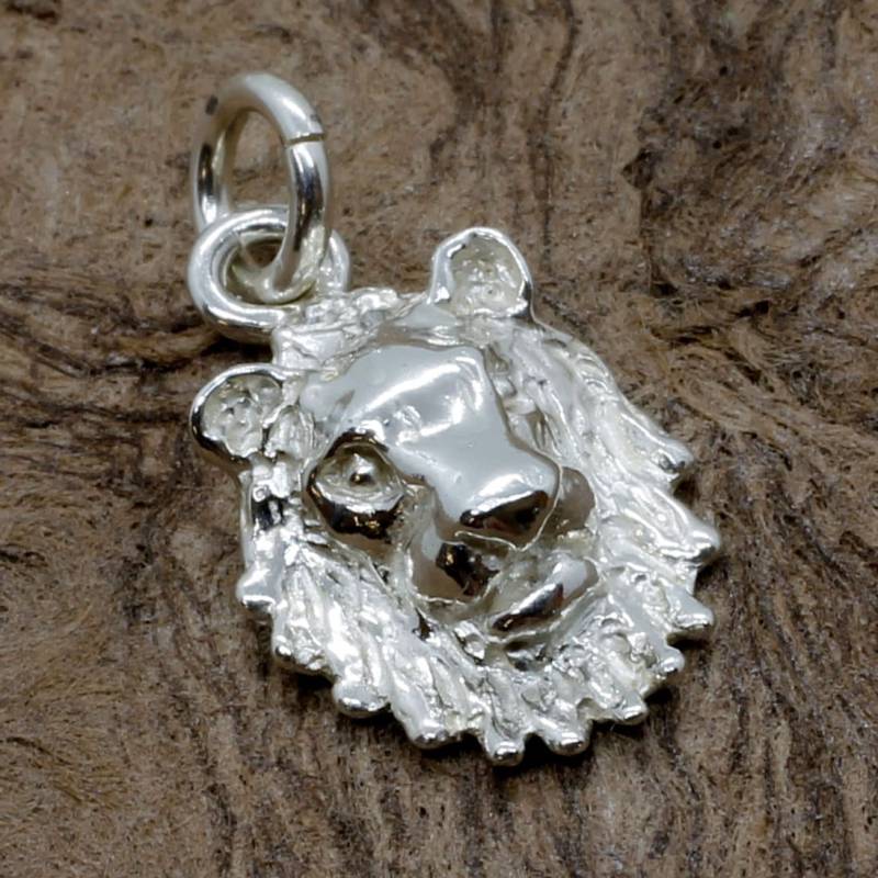 sterling Silber Löwenkopf Anhänger Hand Modelliert Safari Schmuck von Agrijewelry