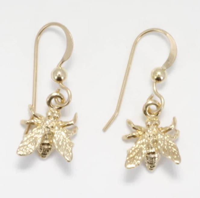 14Kt Solid Gold Honig Biene Ohrringe Handgeschnitzter Schmuck von Agrijewelry