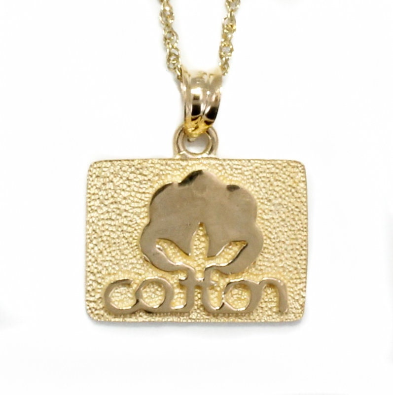 14Kt Gold Cotton Logo Halskette Kleines Inc Medaillon von Agrijewelry