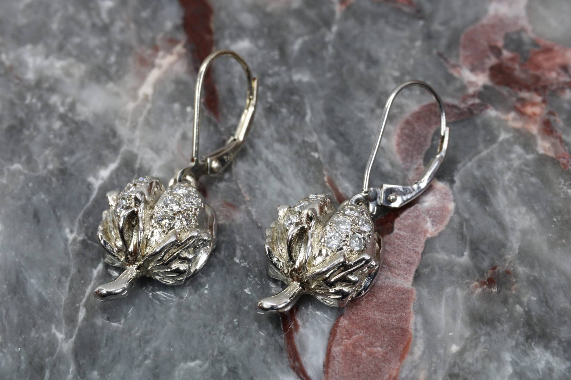 "Ohrringe Mit "Diamond Cotton Boll" 14Kt Weißgold Ohrhänger." "Ohrringe Mit "Diamond Cotton Boll" 14Kt Weißgold Ohrhänger." von Agrijewelry