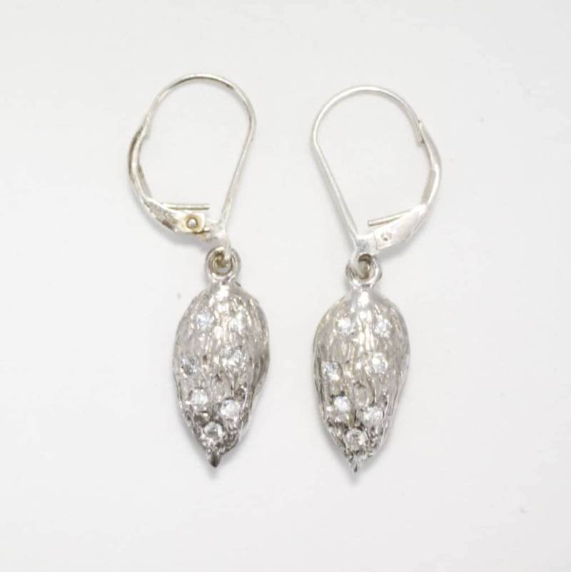 Diamant Mandel Ohrringe 14Kt Weißgold Brisuren von Agrijewelry