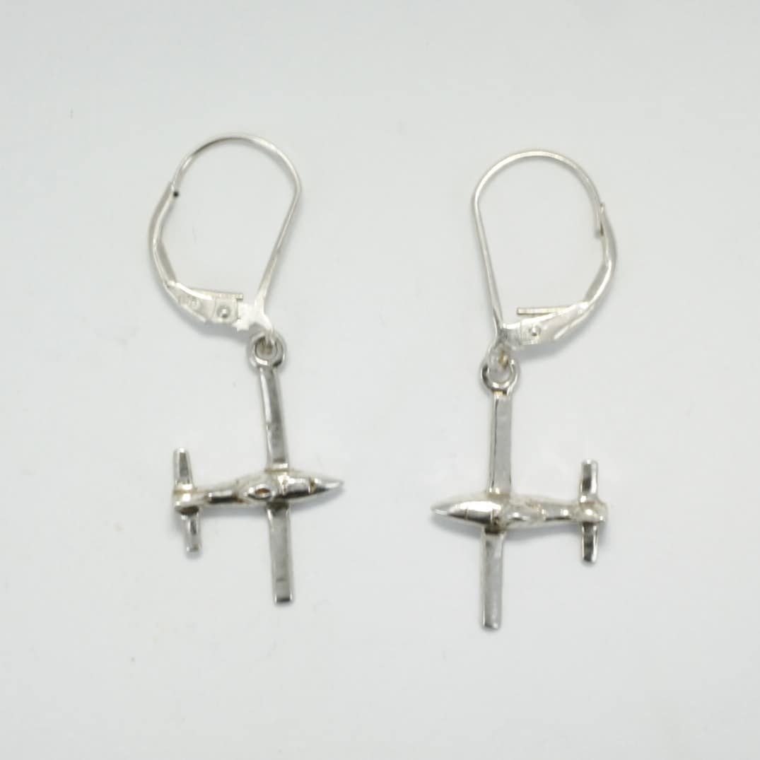 sterling Silber Traktor Ohrringe 3D Flugzeug Brisuren sterling Silber Traktor Ohrringe 3D Flugzeug Brisuren von Agrijewelry