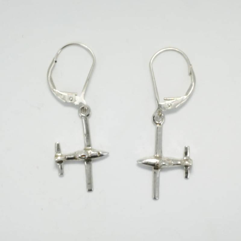 sterling Silber Traktor Ohrringe 3D Flugzeug Brisuren von Agrijewelry