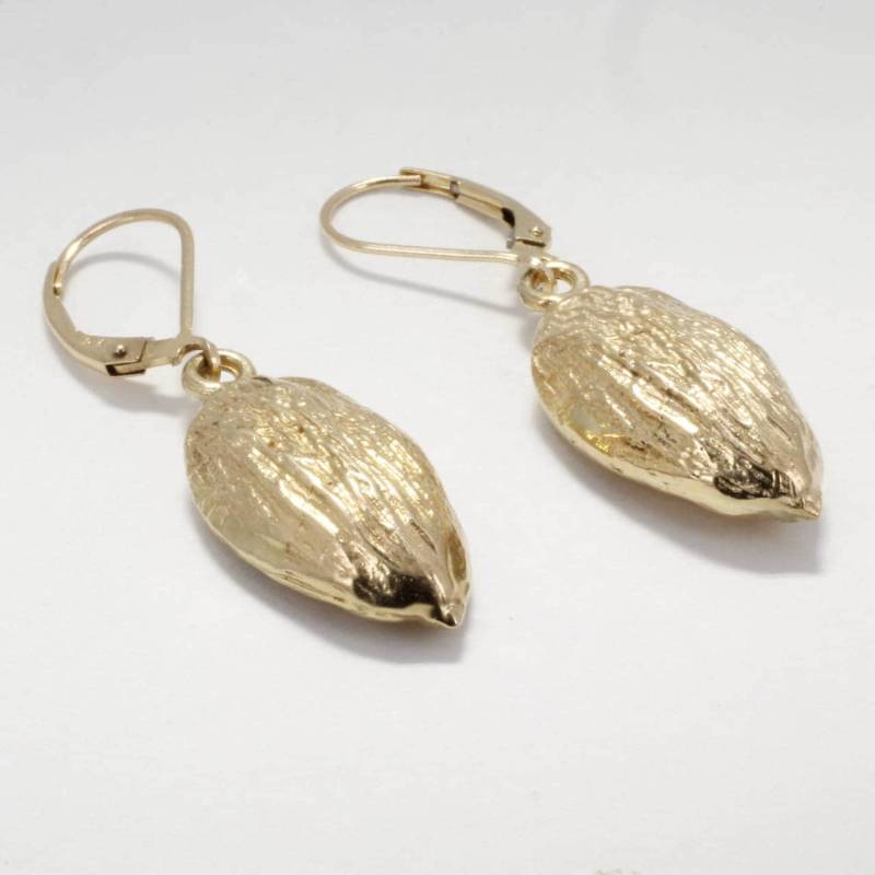 14Kt Gold Almond Baumeln Ohrringe Anbauer Geschenk Aus Kalifornien von Agrijewelry