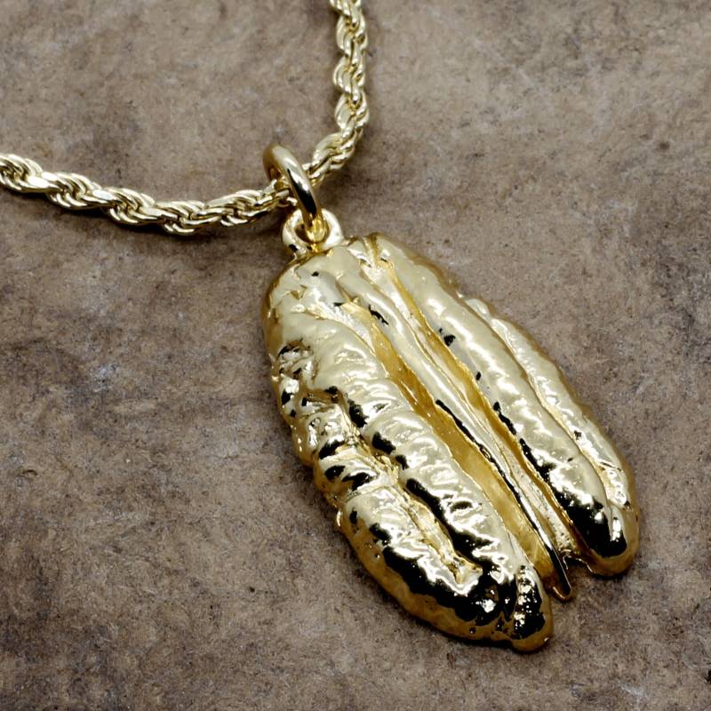 Gold Vermeil Pekannuss Halskette Riesengröße, Liebhaber Geschenk, Alle Edelmetalle von Agrijewelry