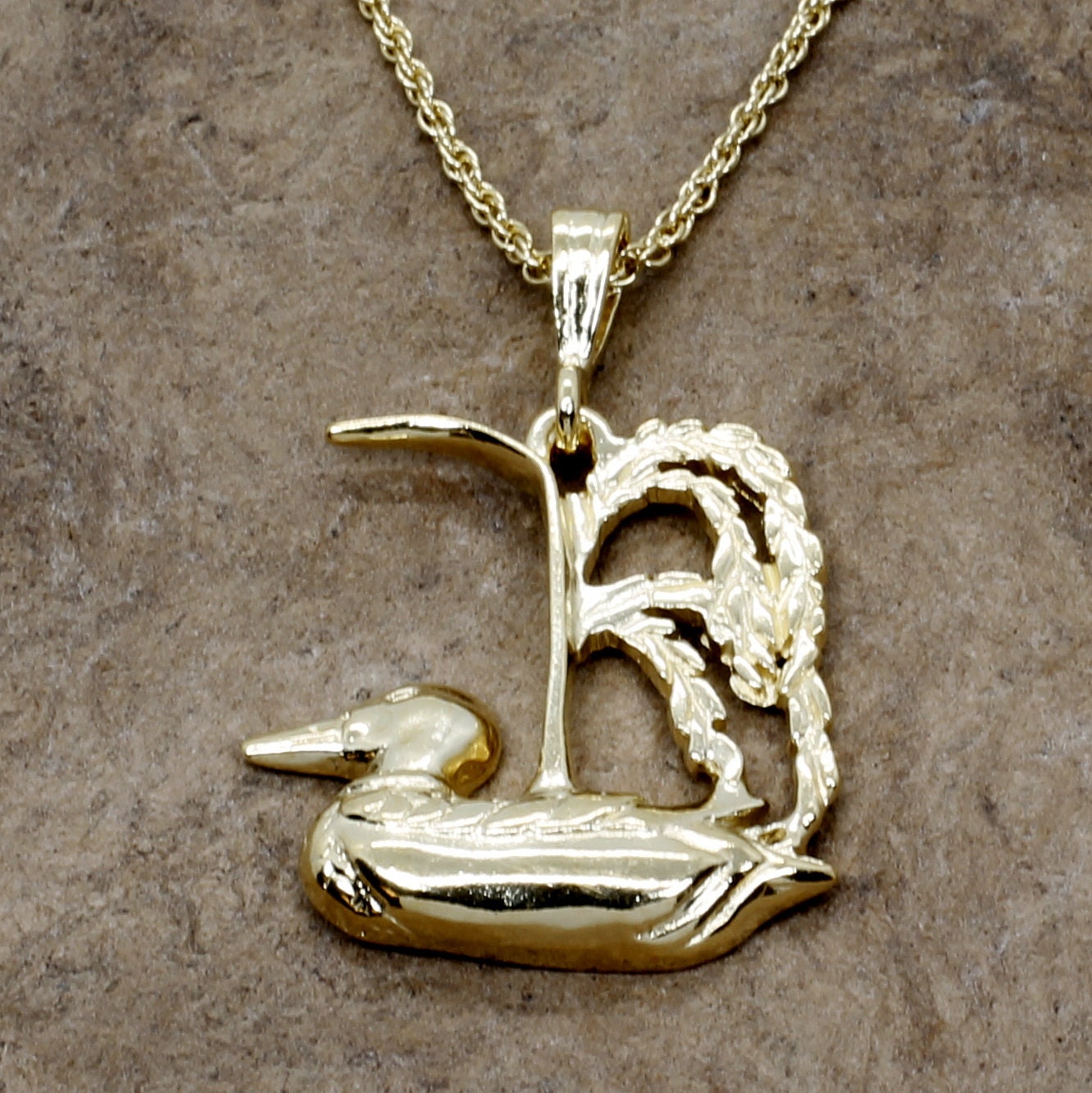 Gold Vermeil Ente Und Reis Anhänger Halskette - Arkansas Rice Jewelry Alle Edelmetalle von Agrijewelry