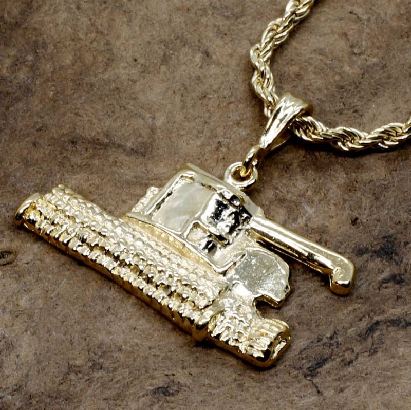 Gold Vermeil Mähdrescher Halskette Bauer Schmuck Geschenk, Alle Edelmetalle von Agrijewelry