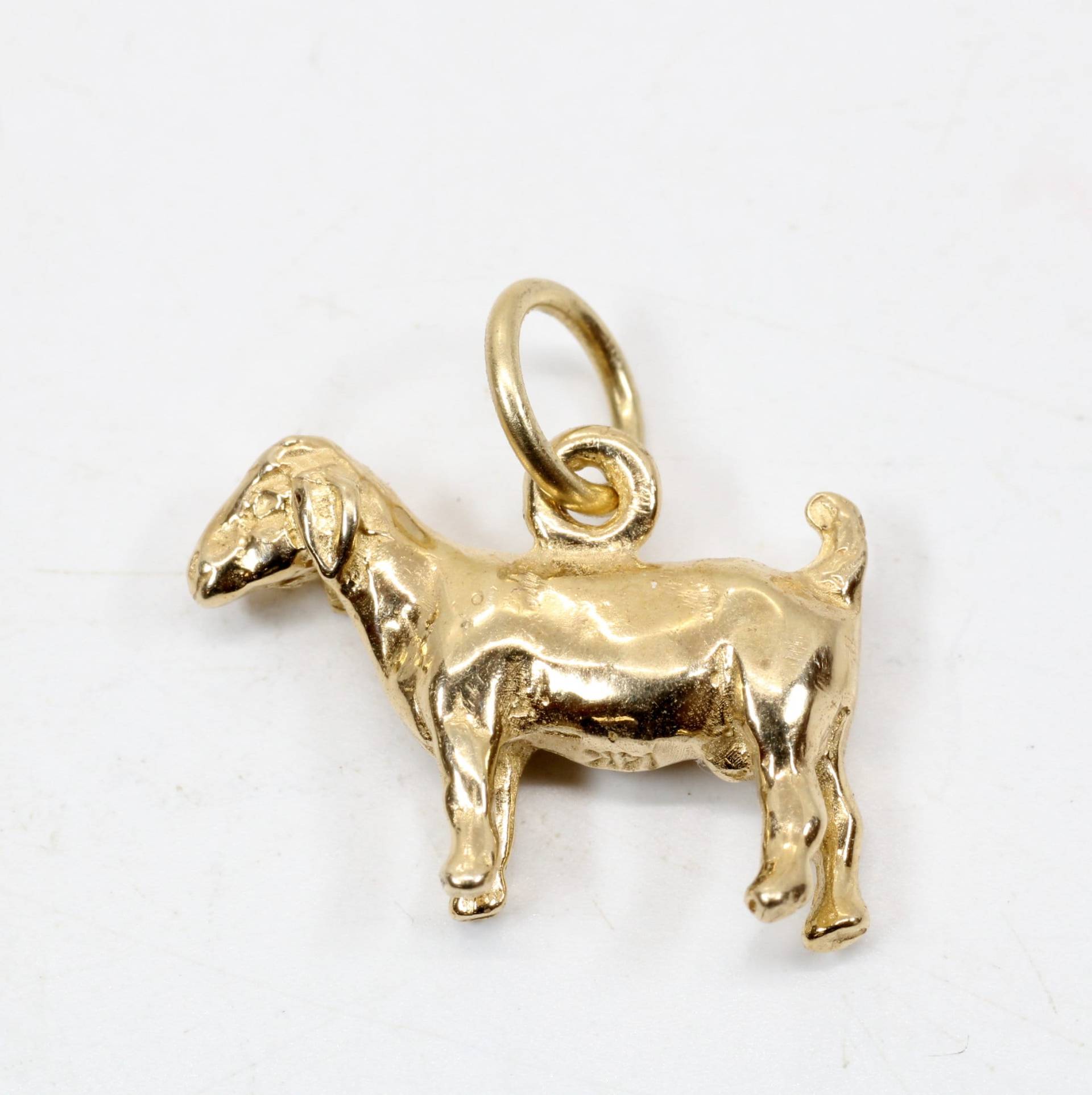 Gold Polled Ziege Ohne Hörner Charme Für Sie, 14Kt Solid Boer Charme, Preis Viehschau Geschenk, Mädchen, Die Großgezogen von Agrijewelry