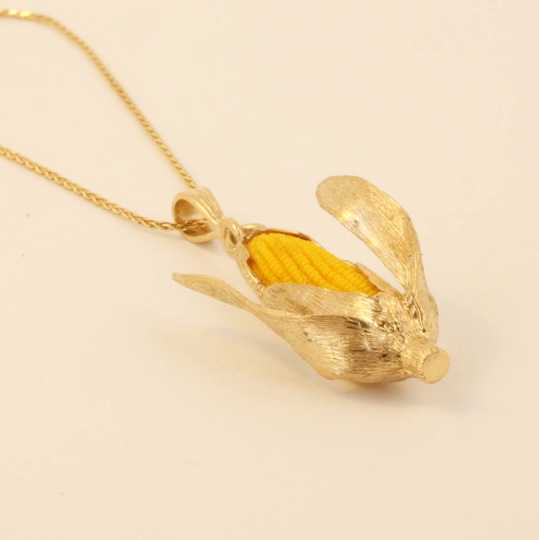 14Kt Gold Maiskolben Kette Maiskolben, Bauern Geschenk 14Kt Gold Maiskolben Kette Maiskolben, Bauern Geschenk von Agrijewelry