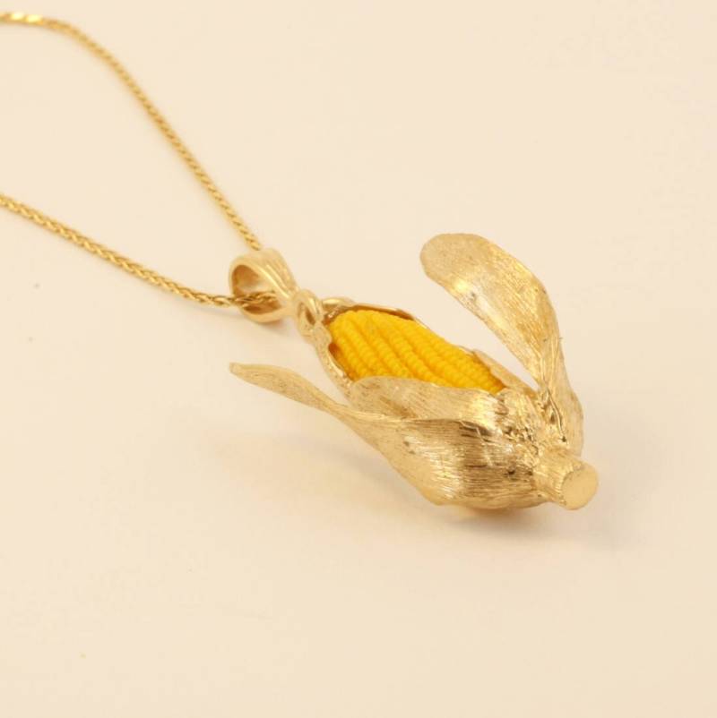 14Kt Gold Maiskolben Kette Maiskolben, Bauern Geschenk von Agrijewelry