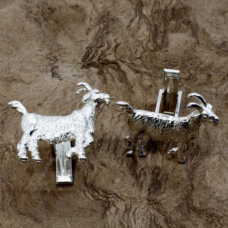 Große Ziegenbock Manschettenknöpfe 925 Sterling Silber von Agrijewelry