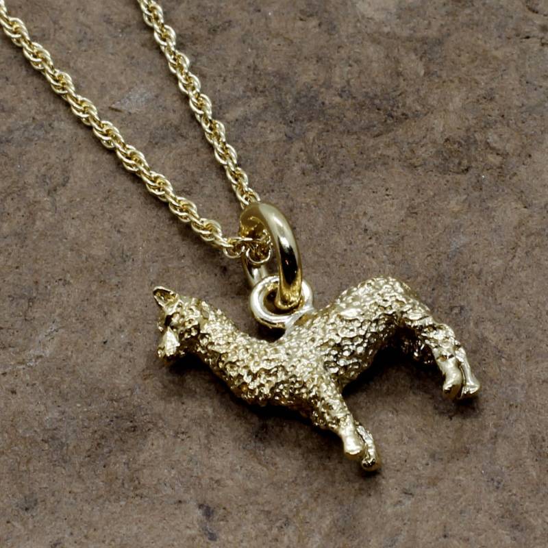 Huacaya Alpaka Halskette 14Kt Gold Vermeil, Dreidimensional von Agrijewelry