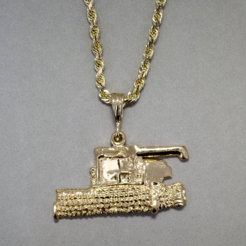 14Kt Gold Halskette Für Mähdrescher Traktor Anhänger von Agrijewelry