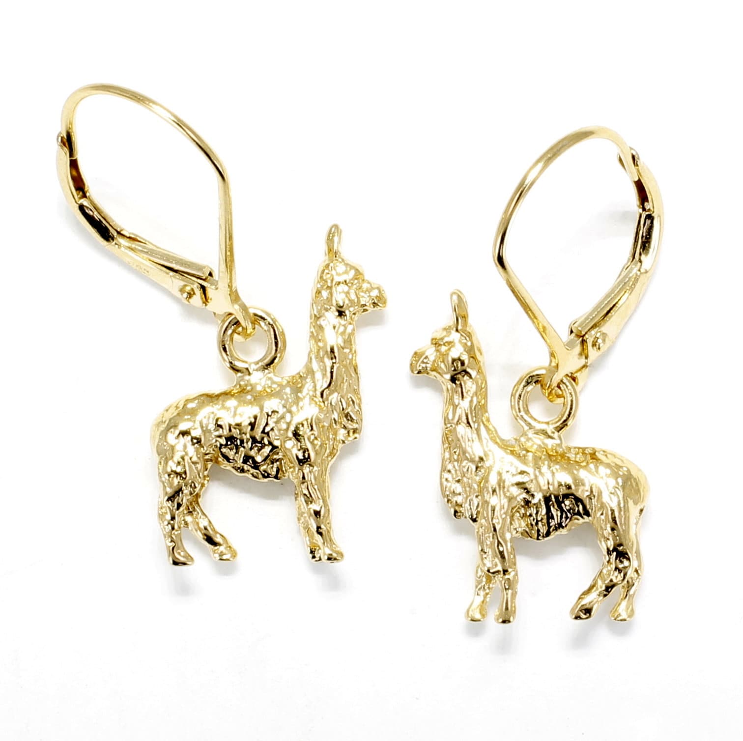 Gold Vermeil Lama Ohrringe Dreidimensional, Alle Edelmetalle Gold Vermeil Lama Ohrringe Dreidimensional, Alle Edelmetalle von Agrijewelry