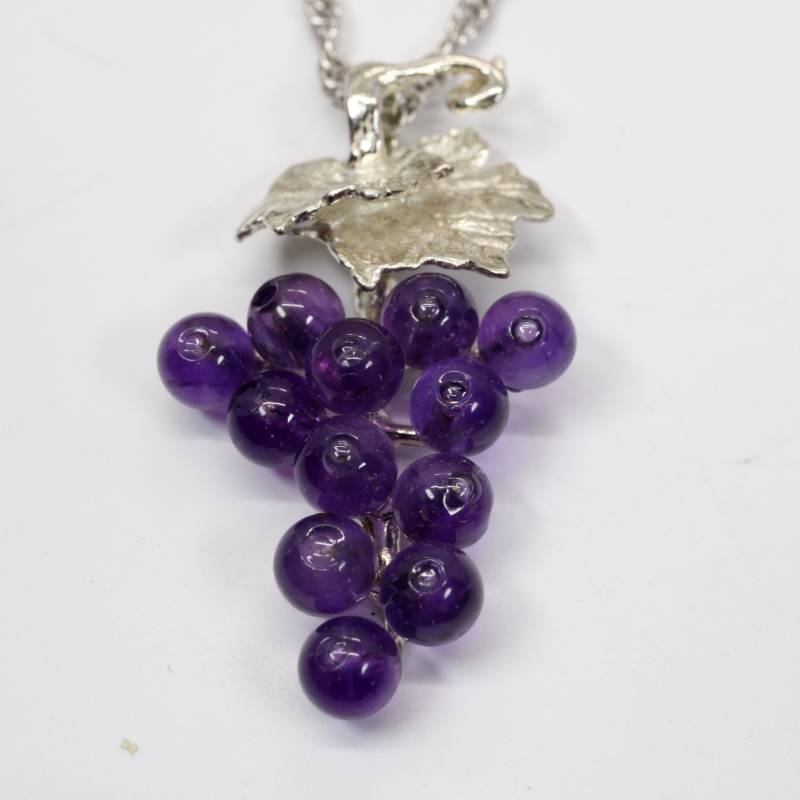 Amethyst-Trauben-Halskette Sterlingsilber-Februar-Geburtsstein von Agrijewelry