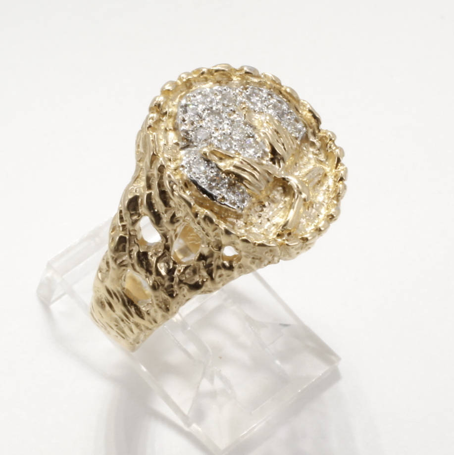 14Kt Gold Cotton Boll Herrenring Mit Diamanten von Agrijewelry