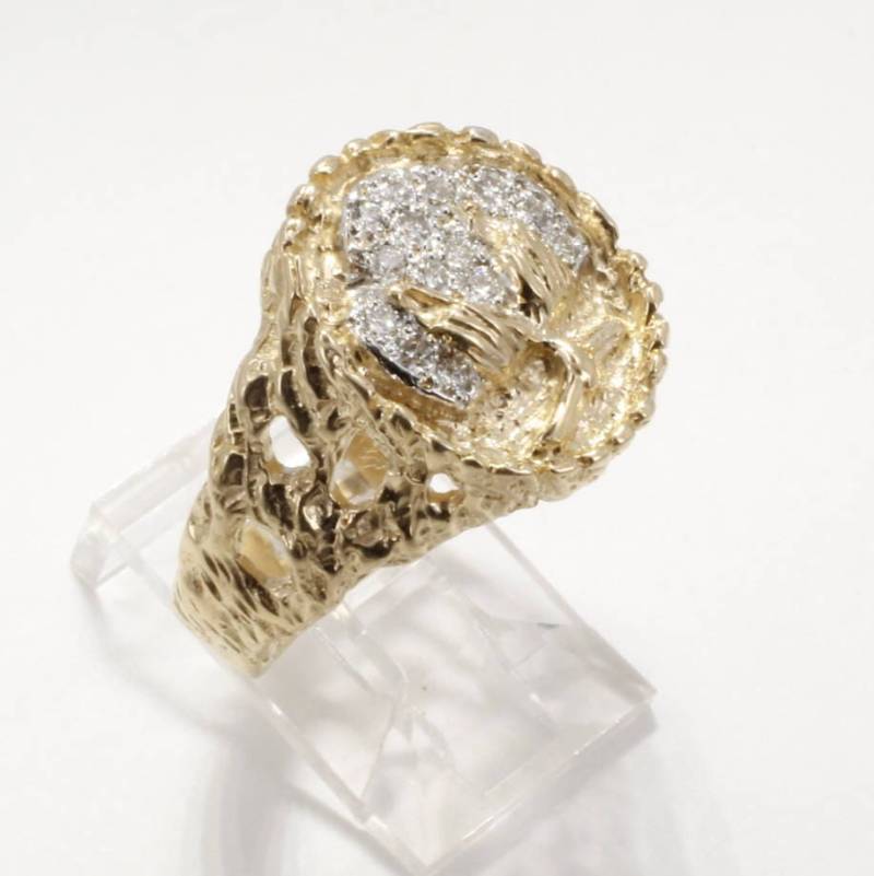 14Kt Gold Cotton Boll Herrenring Mit Diamanten von Agrijewelry