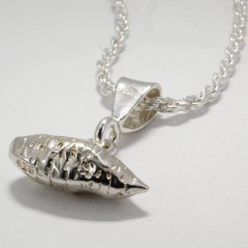 Süßkartoffel-Halskette 925Er Silber 3D Gemüseanhänger von Agrijewelry