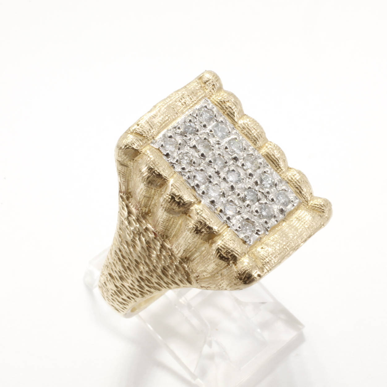 Herrenring Diamant Ring 14Kt Gold Jute Band von Agrijewelry