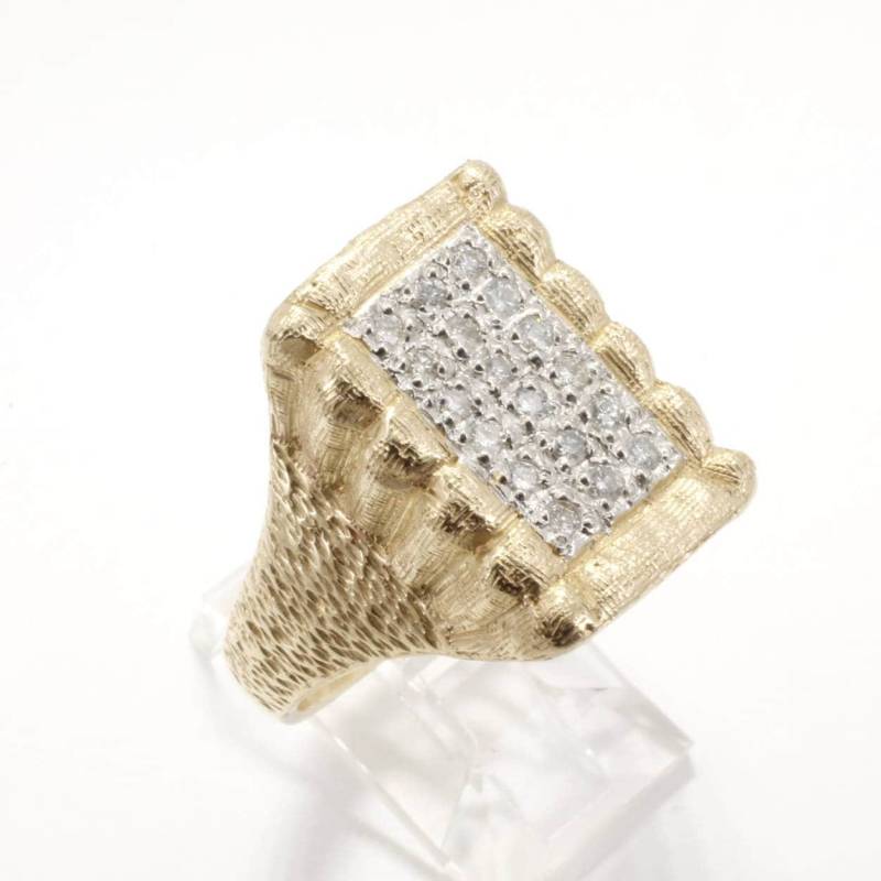 Herrenring Diamant Ring 14Kt Gold Jute Band von Agrijewelry