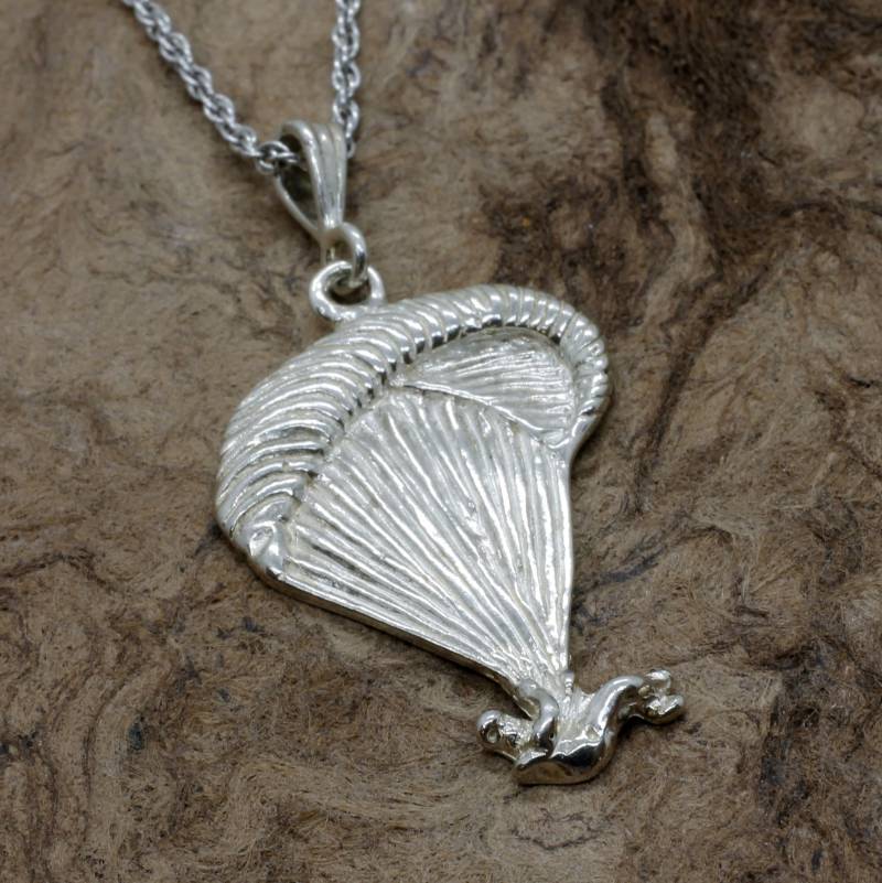 sterling Silber Paraglider Halskette Hand Modelliert Anhänger, 18 "Kette von Agrijewelry