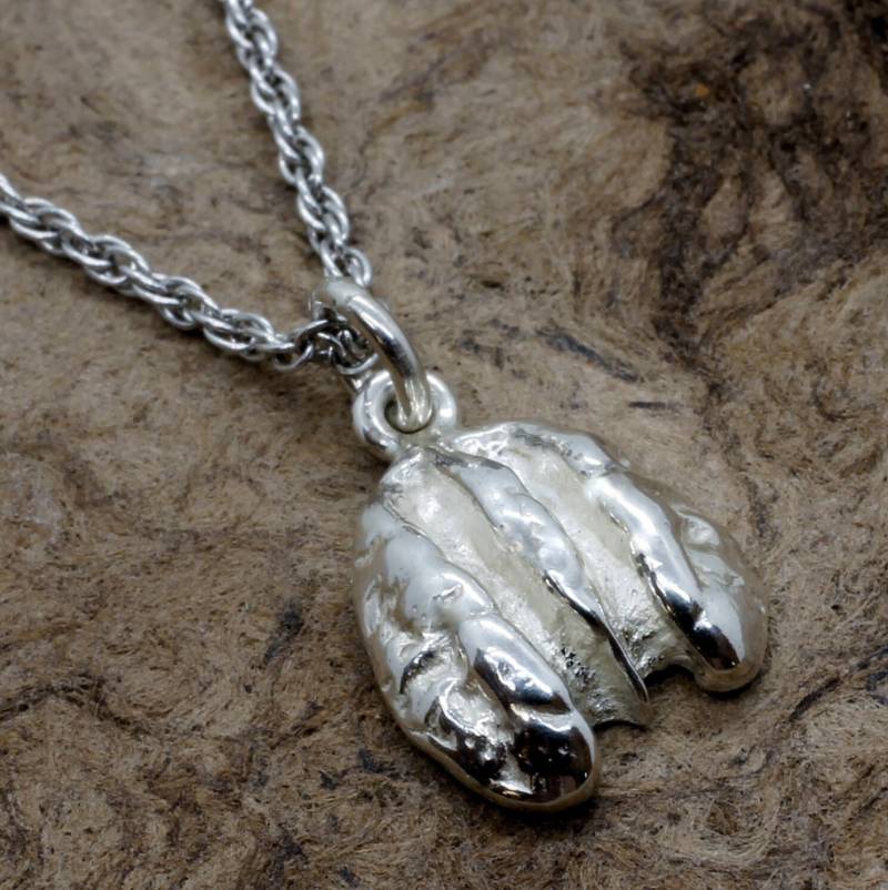 sterling Silber Pekannuss Halskette Kleiner Nuss Anhänger, 18 "Kette von Agrijewelry