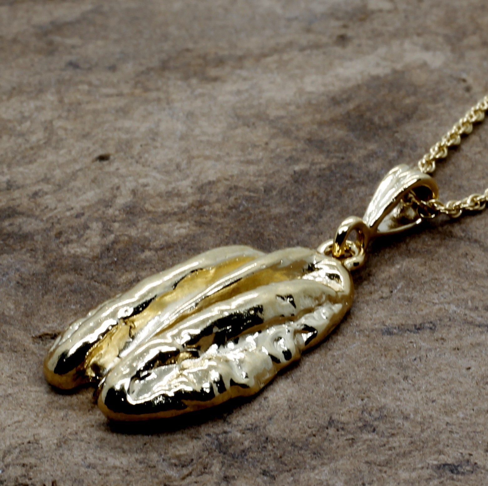 14Kt Gold Vermeil Pekannuss Halskette Großer Nuss Anhänger, Erzeuger Geschenk Alle Edelmetalle 14Kt Gold Vermeil Pekannuss Halskette Großer Nuss Anhänger, Erzeuger Geschenk Alle Edelmetalle von Agrijewelry