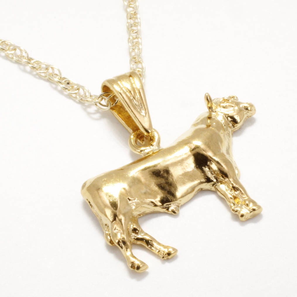 Angus Bull Halskette 14Kt Gold Vermeil Cattle Rancher Schmuck, Alle Edelmetalle Angus Bull Halskette 14Kt Gold Vermeil Cattle Rancher Schmuck, Alle Edelmetalle von Agrijewelry
