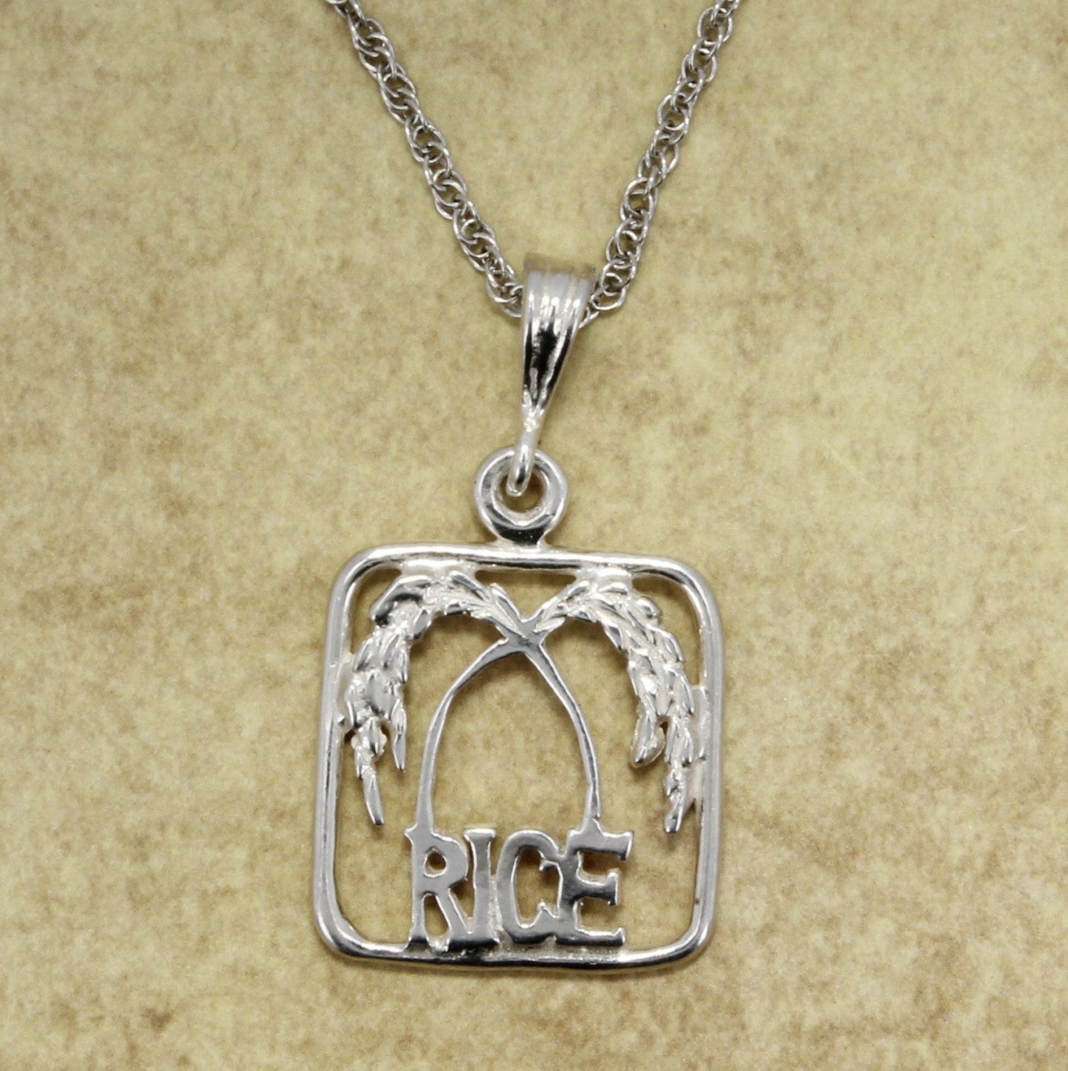 Reis Schmuck, 925 Sterling Silber Logo Halskette Mit 18" Kette von Agrijewelry