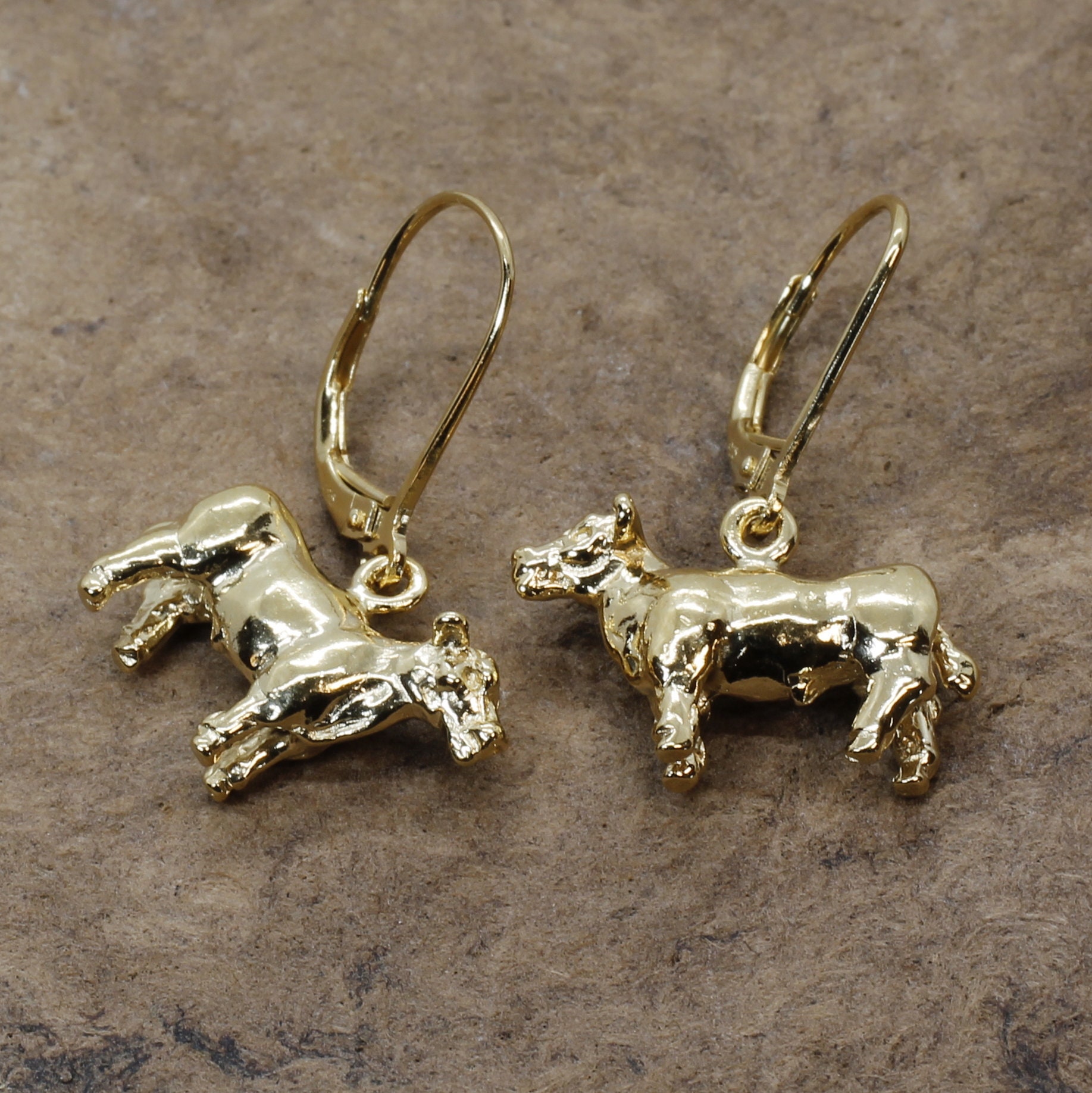 Gold Vermeil Show Steer Ohrringe 4-H Ffa Cattle Geschenk Alle Edelmetalle von Agrijewelry
