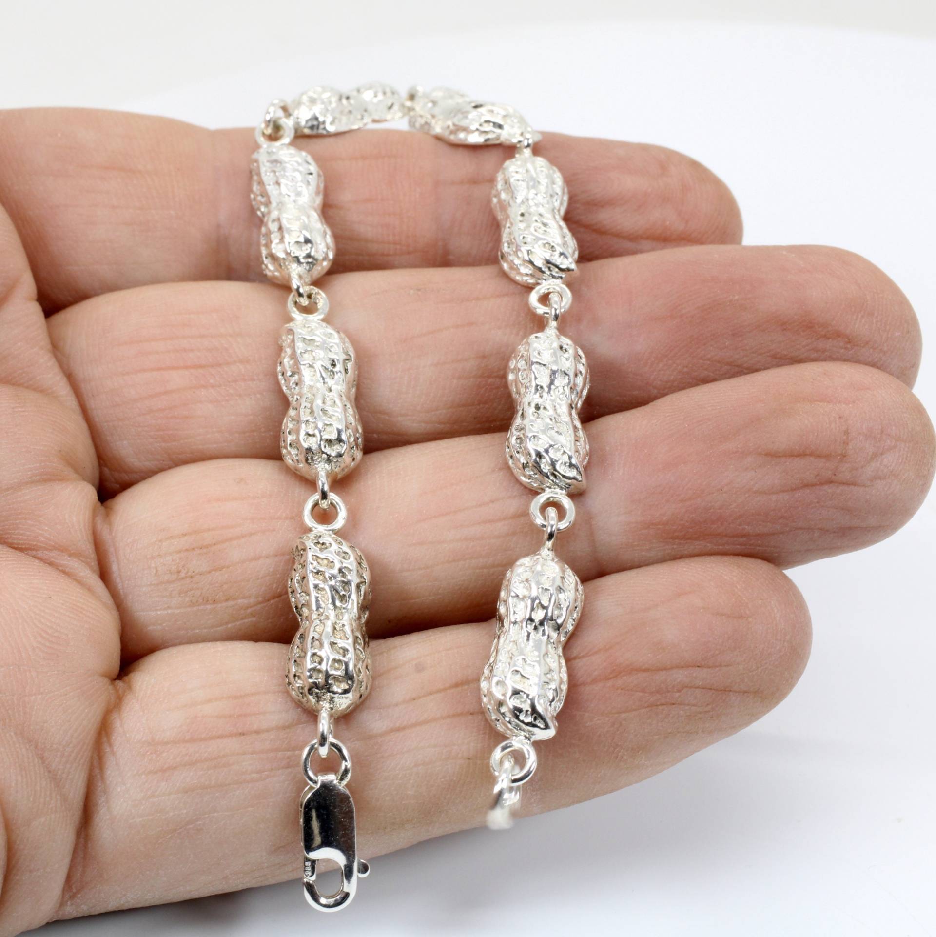 sterling Silber Peanut Link Armband Hand Modelliert Schmuck von Agrijewelry