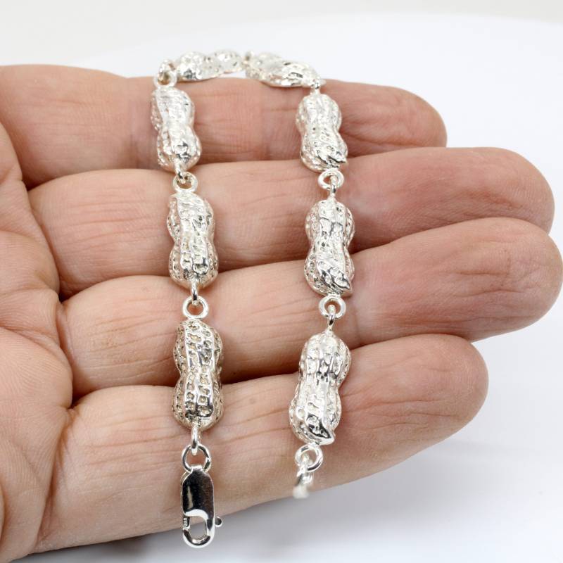 sterling Silber Peanut Link Armband Hand Modelliert Schmuck von Agrijewelry